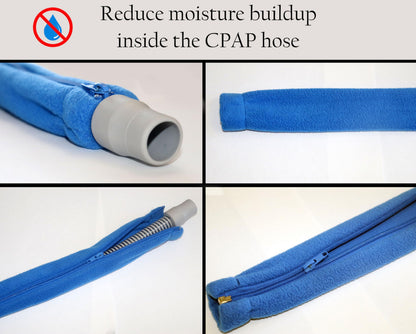 CPAP Hose Cover with 4 Holding Clips, Soft Fleece Tubing Wrap Insulator with Zipper, Universal and fit All CPAP 6ft tubing, Comfortable CPAP Supplies, CPAP Accessories,