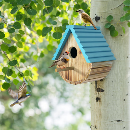 Bird House, Auslar Wooden Bird Houses for Outside, Birdhouse for Outdoors, Hanging Bluebird House for Cardinals Finch Wren Swallow for Garden Viewing