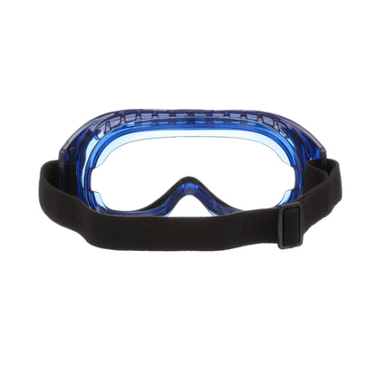 Sellstrom Flexible, Soft, Indirect Vented, Odyssey II Industrial Goggle, Scratch-Resistant, Anti-Fog, Dual Panel Clear Lens, Adjustable FR Strap, Blue Frame, S80200