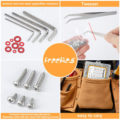 1415pcs M2 M3 M4 M5 Nuts and Bolts, 304 Stainless Steel Metric Bolt Assortment (Lock & Flat Washers),Metric Screw Assortment, Socket Head Cap Screws, Metric Bolts and Nuts Assortment Kit