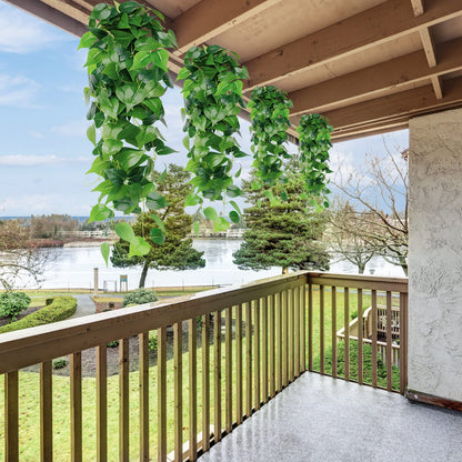 SOMYTING 2Pcs Artificial Hanging Plants 3.6ft Fake Ivy Vines Scindapsus Leaves Vine Greenery Hanging Plants for Home Garden Wedding Party Indoor Outdoor Wall Decorations (Scindapsus Leaves)