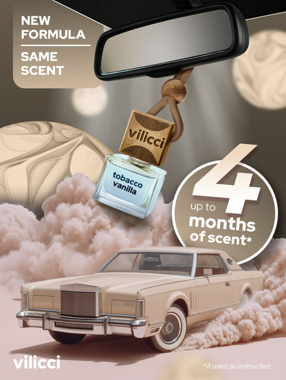 Vilicci Car Air Freshener, Tobacco Vanilla Scent, Long Lasting Fragrance for Auto and Home, 2 Bottles of Car Perfume