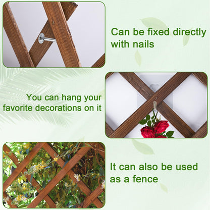 Wood Lattice Fence Panels for Outside 13.4"x78.8" Expandable Natural Wooden Wall Trellis Board Decorative Lattice Trellis Frame for Climbing Plants Vine Ivy Rose Outdoor Balcony Garden 1 Pcs
