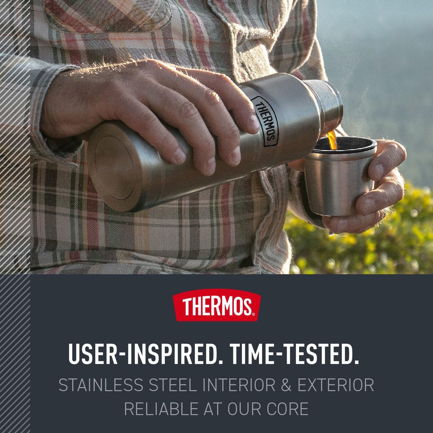 Thermos SK2000STTRI4 Stainless King 16 Ounce Compact Bottle, Stainless Steel, Gray