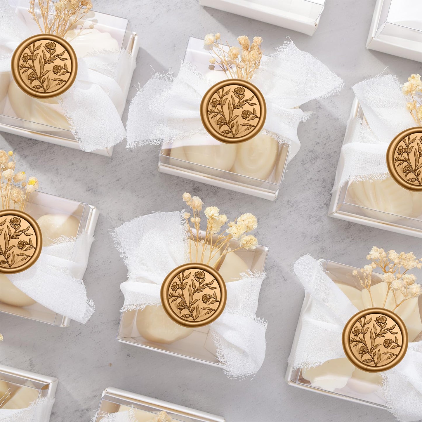 UNIQOOO Wax Seal Stickers - 3D Flower Wedding Invitation Envelope Seal Sticker, 50 Pcs Self- Adhesive Stickers, Perfect for Invitation, Christmas, Gift Wrapping (Anti Gold)