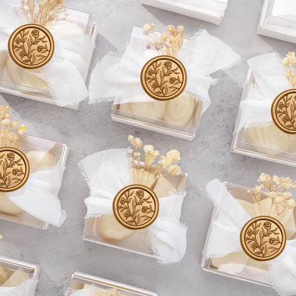 UNIQOOO Wax Seal Stickers - 3D Flower Wedding Invitation Envelope Seal Sticker, 50 Pcs Self- Adhesive Stickers, Perfect for Invitation, Christmas, Gift Wrapping (Anti Gold)