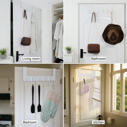 WEBI Over The Door Hooks for Hanging Door Hanger,Over Door Coat Rack Hanger for Towels,Clothes,Behind Back of Bathroom,White