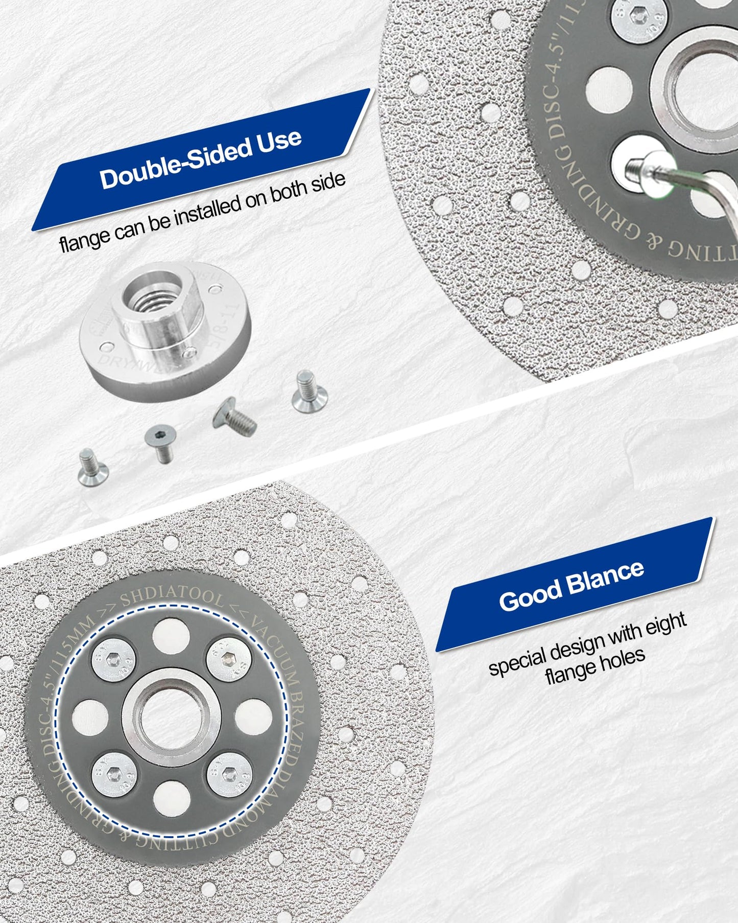 SHDIATOOL 4 Inch Diamond Cutting Grinding Disc Fits 5/8-11 Arbor for Marble Ceramic Double Sided Vacuum Brazed Fast Cutting Shaping Grinding Wheel