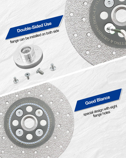 SHDIATOOL 4 Inch Diamond Cutting Grinding Disc Fits 5/8-11 Arbor for Marble Ceramic Double Sided Vacuum Brazed Fast Cutting Shaping Grinding Wheel