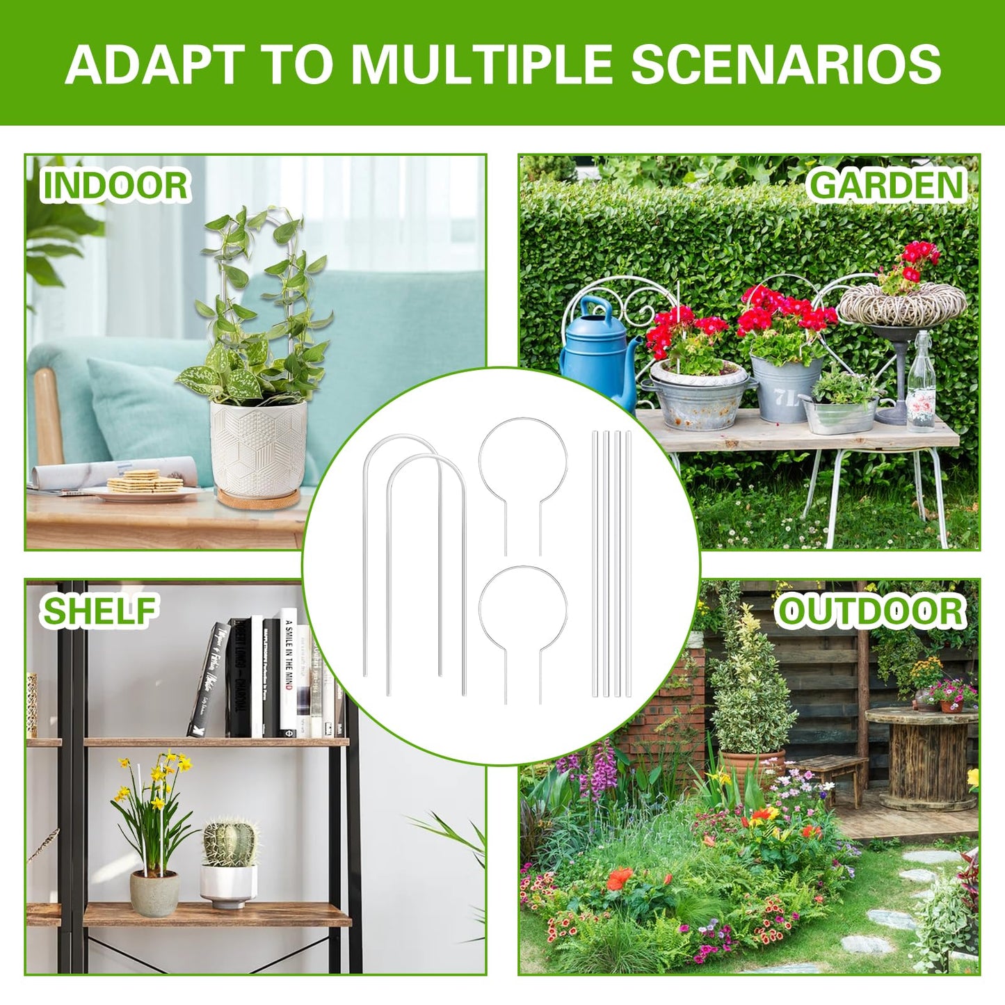 Tefola 8 Pack Clear Acrylic Plant Trellis Indoor, Lightweight Reusable Trellis for Climbing Plants for House Flower Hoya Pothos Vine Lvy, Indoor & Outdoor Use with Easy Setup
