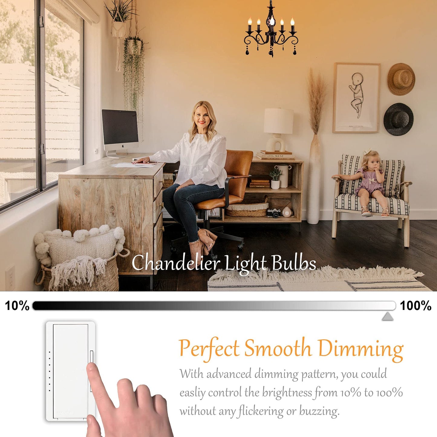 Sailstar E12 Candelabra Bulb 60 Watt Equivalent, Dimmable E12 LED Bulb 3000K Warm White, 60W Candelabra LED Light Bulbs Flame Tip, 4W LED Candelabra Bulbs for Chandelier, 500LM, 120V, CRI 85, 10 Pack