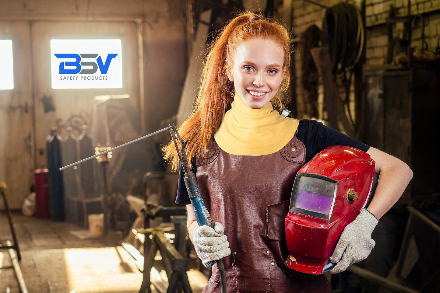 BSV Welding Neck Protection- Cut, Scratch & Heat Resistant Neck Gaiter, Neck Guard for Men & Women (Yellow) - Large - Pack of 1