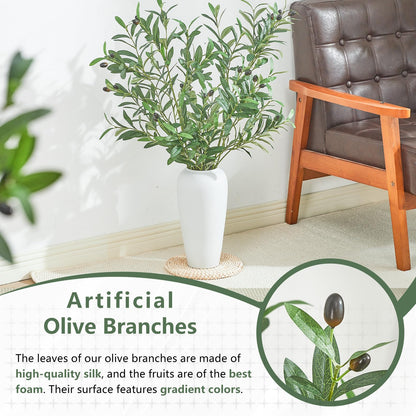 Vicrol 2 PCS 39 Inch Faux Olive Branches Artificial Flowers Greenery Stems Olive Tree Branch for Vase Filler Home Decor Indoor