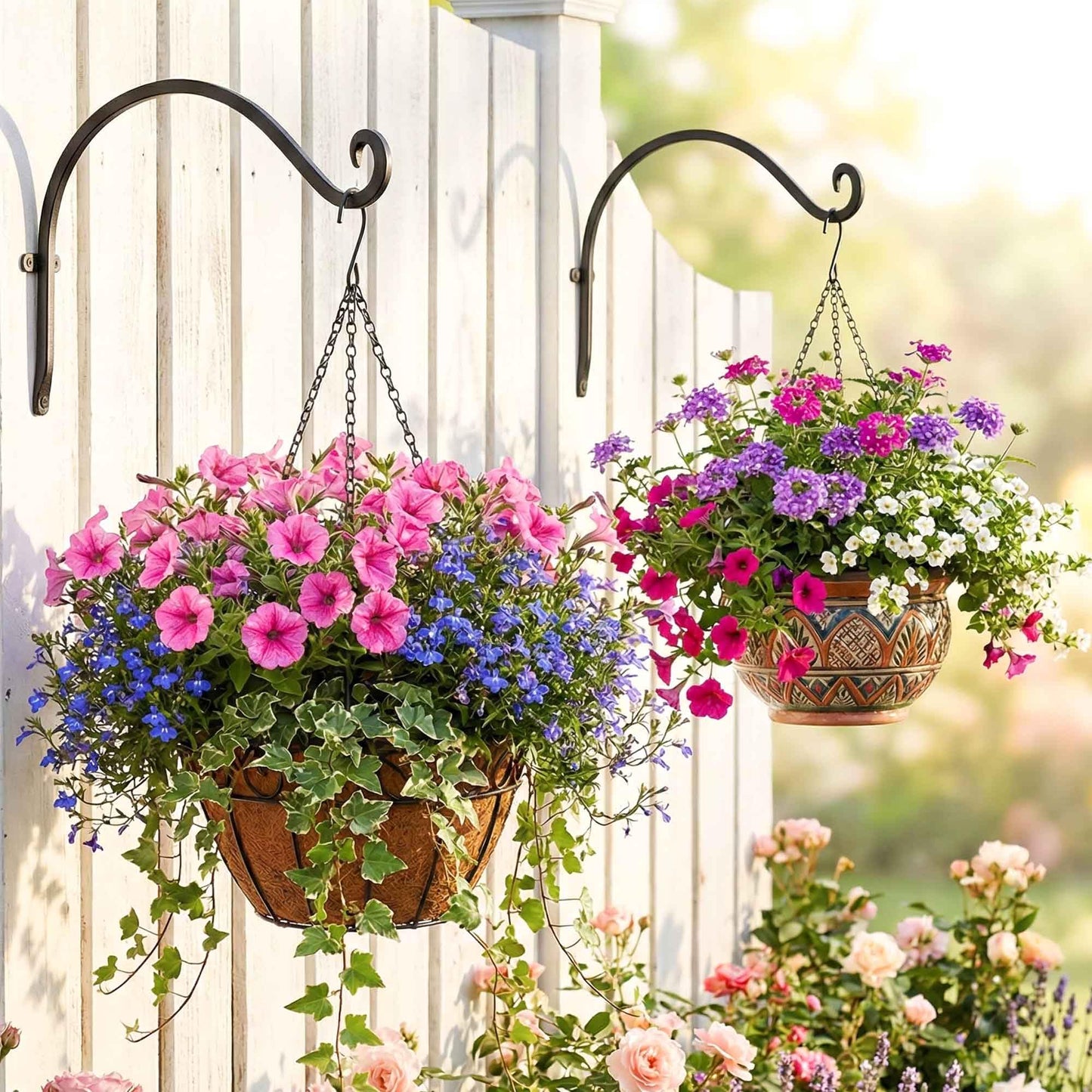 Qiang Ni- Bird Feeders Hanger 2 Pieces 12 Inch Outdoor Plant Hanging Bracket More Stable and Sturdy Hanging Plant Bracket 12Inch Black