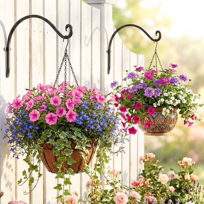 Qiang Ni- Bird Feeders Hanger 2 Pieces 12 Inch Outdoor Plant Hanging Bracket More Stable and Sturdy Hanging Plant Bracket 12Inch Black