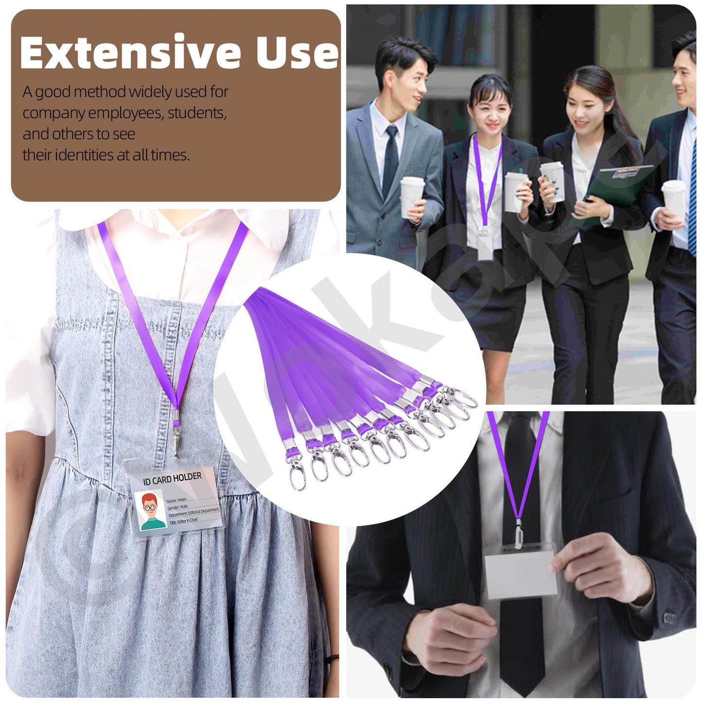Wokape 50pcs Approx 16 Inch Purple Nylon Lanyards Bulk with Swivel Hooks for Id Badges