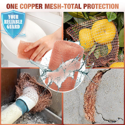 Angooni Copper Mesh,Pure Copper Wire Mesh 5in x 50ft Premium Copper Mesh Ideal for Hole Blocking, Rustproof Pure Copper Mesh Roll