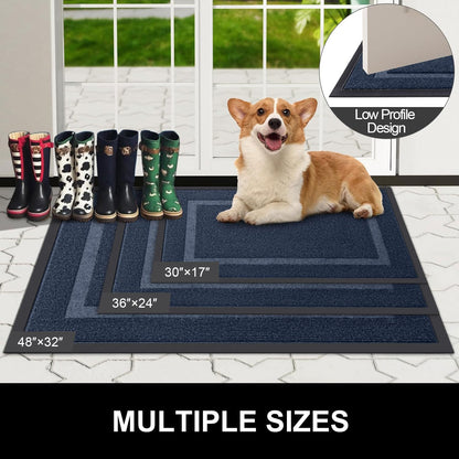 Arotive Front Door Mat Outdoor Indoor Entrance, Non Slip Heavy Duty Sturdy Natural Rubber Mat, Durable & Fade Resistant, Easy Clean Low Profile Welcome Mat for Entryway and Patio, 30 x 17, Navy