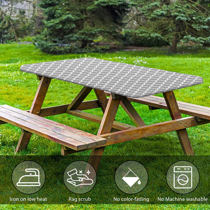 Alynsehom Rectangular Elastic Table Cloth Fitted Vinyl Tablecloth with Flannel Backing Waterproof Wipeable Moroccan Table Cover for Indoor Outdoor Picnic Camping(6 FT)