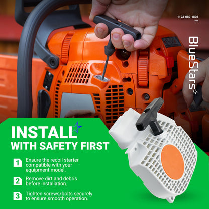 [Upgraded] BlueStars 1123 080 1802 Recoil Starter Assembly - Compatible with Stihl 021 023 025 MS210 MS230 MS250 Chainsaw - Replaces 11230801802 1123-080-1802