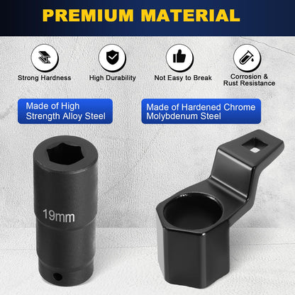 DASBET 19mm Harmonic Balancer Socket and 50mm Hex Crankshaft Crank Damper Pulley Holding Wrench Socket Tool Compatible for Honda Acura