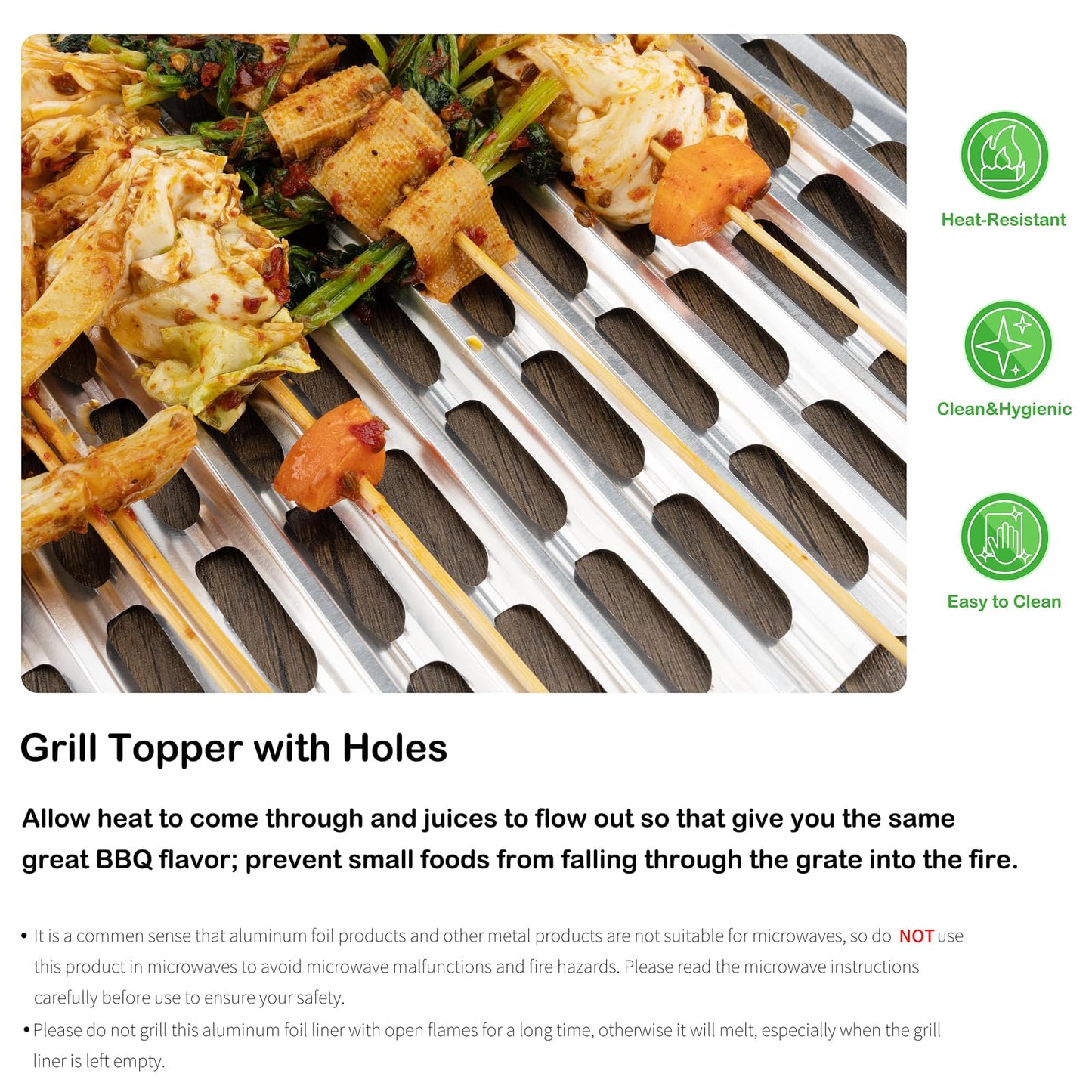 Roponan Disposable Aluminum Grill Liners, 20 Pack, 12" x 20" Rollable Grill Sheets for Grill Grates of Outdoor Charcoal BBQ