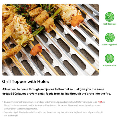 Roponan Disposable Aluminum Grill Liners, 20 Pack, 12" x 20" Rollable Grill Sheets for Grill Grates of Outdoor Charcoal BBQ