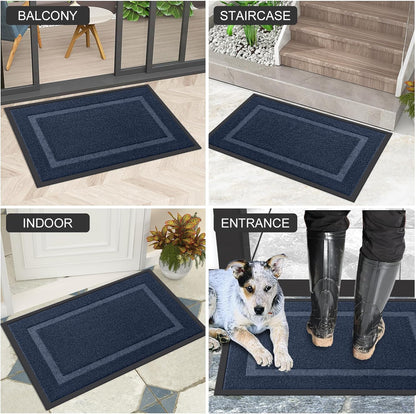Arotive Front Door Mat Outdoor Indoor Entrance, Non Slip Heavy Duty Sturdy Natural Rubber Mat, Durable & Fade Resistant, Easy Clean Low Profile Welcome Mat for Entryway and Patio, 30 x 17, Navy