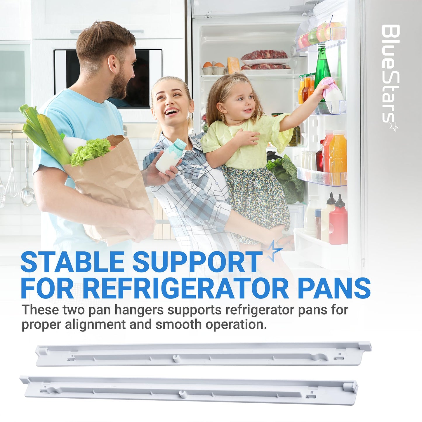 BlueStars 240530601(Left) & 240530701(Right) Refrigerator Pan Hangers, Drawer Slide Rail Replacement, Drawer Hanger – For Kenmore & Frigidaire Refrigerators – Replaces 240460401, 240460501