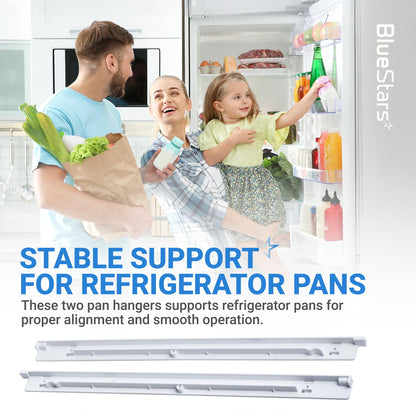 BlueStars 240530601(Left) & 240530701(Right) Refrigerator Pan Hangers, Drawer Slide Rail Replacement, Drawer Hanger – For Kenmore & Frigidaire Refrigerators – Replaces 240460401, 240460501
