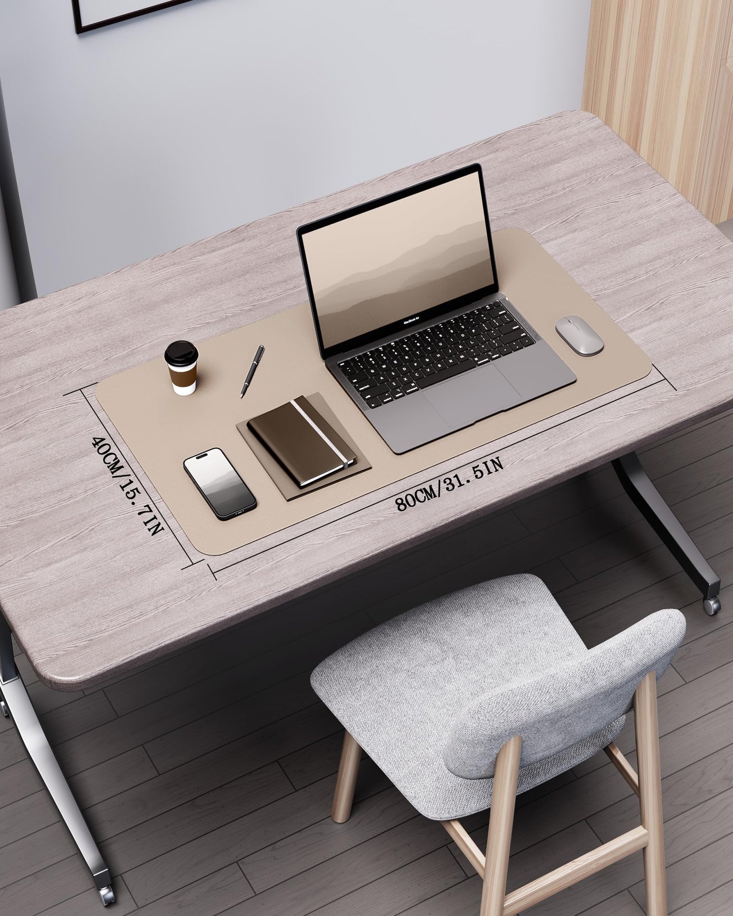 YSAGi Double-Sided Desk Pad, 35.4"x17" Leather Desk Mat, Eco Cork Desk Pad Protector,Large Mouse Pad,Waterproof Desk Blotter for Office/Home (Beige/Cork)