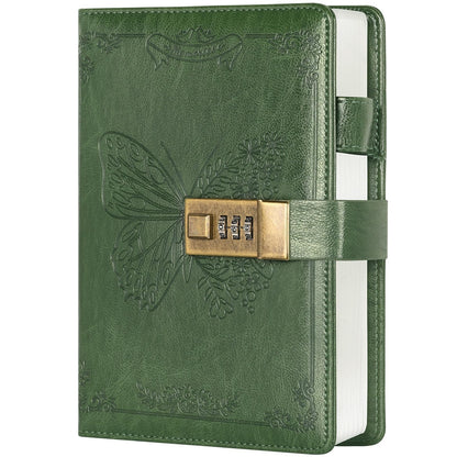 Diary with Lock, Journal for Women Girls, Vintage Refillable Secret Journal, Locking Notebook Gift for Girls with Combination Lock, 5.3'' x 7.8'' (Green)