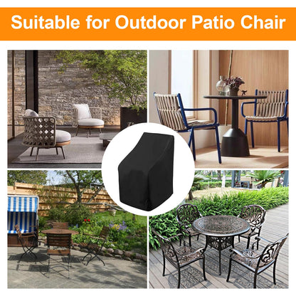 Waterproof Stacking Chair Covers for Outdoor Furniture, All-Weather Heavy-Duty 210D Oxford Fabric, Fits 25"x25"x47" Patio Chairs (Black，2 PCS)