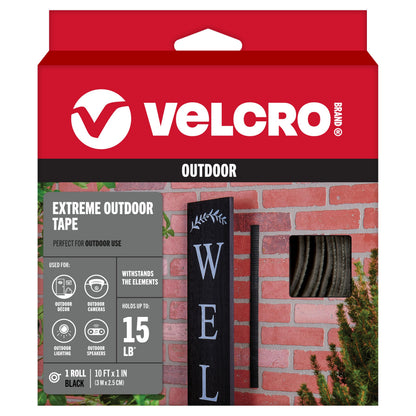 VELCRO Brand - Industrial Strength Extreme Outdoor | Heavy Duty, Superior Holding Power on Rough Surfaces | Tape – 10ft x 1in | Black