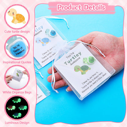 50 Sets Inspirational Gift Include You're Turtley Awesome Engraved Mini Resin Turtles Pun Thank You Cards Organza Bags Employees Appreciation Gift for Coworkers Staff Team Teacher Office