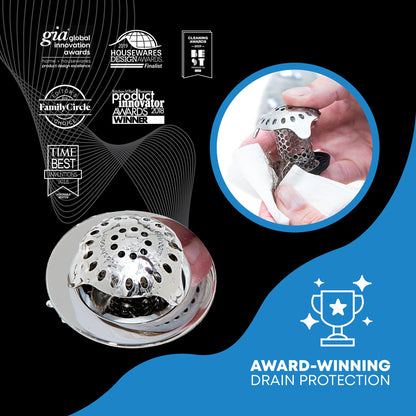 TubShroom Ultra Revolutionary Bath Tub Drain Protector Hair Catcher/Strainer/Snare Stainless Steel, 1-Pack, Silver
