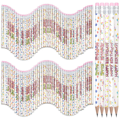 150 Pieces Happy Birthday Pencils Colorful Printed Birthday Pencils with Top Erasers Perfect For Teachers Class Reward BirthdayParty Kids Gifts Supplies