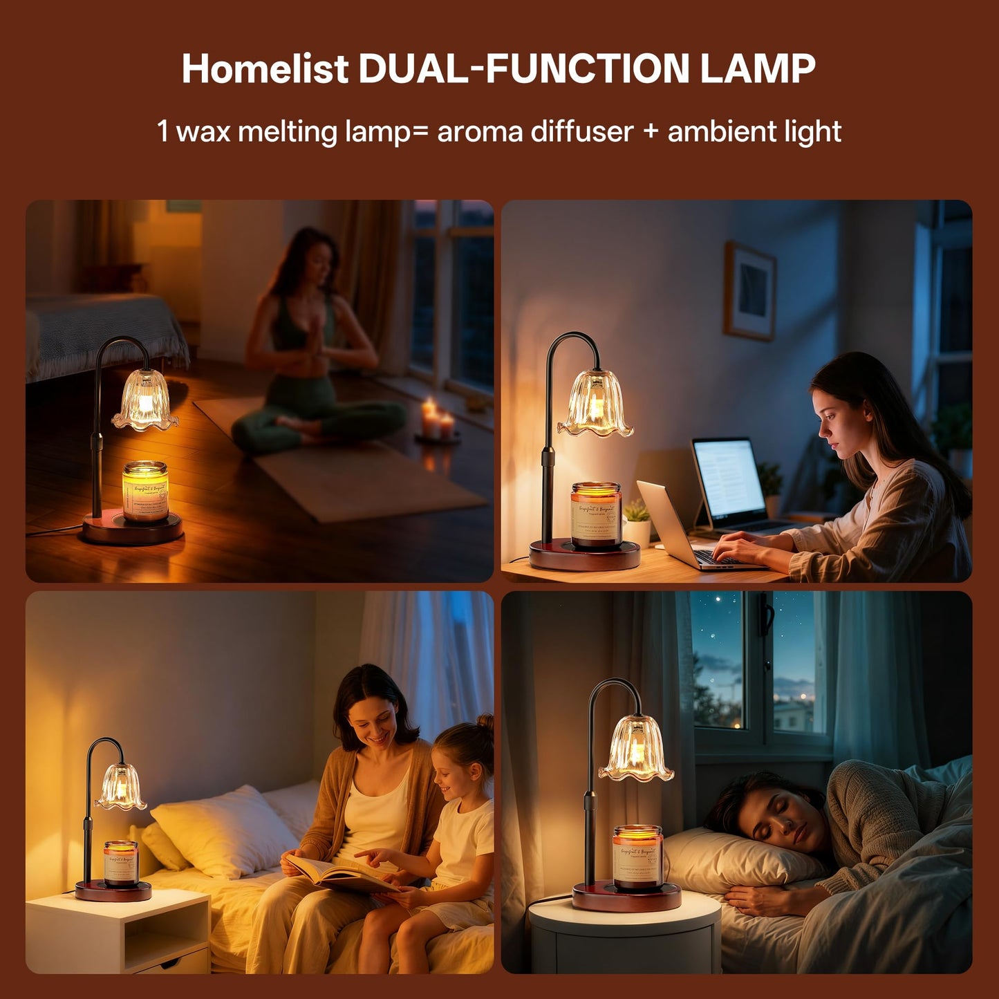 Dimmable Candle Wax Warmer, Homelist Candle Warmer Lamp with Timer for New Home, Mondern Warmers Flower Lamp, House Warming Gifts for Sister, Women, Mom, Girlfriend, Couple