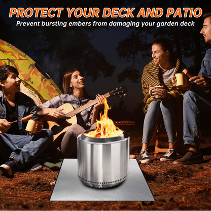 40" Square Fire Pit Mat Grill Mat,DocSafe Fireproof Mat 3 Layers Fire Pit Pad for Deck Patio Grass Outdoor Wood Burning Fire Pit and BBQ Smoker,Easy to Clean,Black & Silver