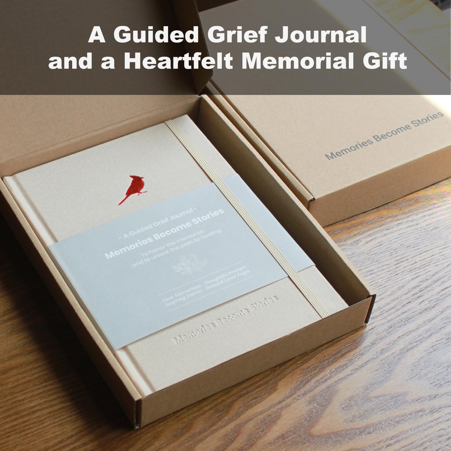 WOOWA Guided Grief Journal for Navigating Loss. Memorial, Sympathy Gifts for Loss of Loved One. Bereavement, Cardinal, Remembrance, Sorry For Your Loss Gifts. Grief Journal with 4 Sections of Prompts.