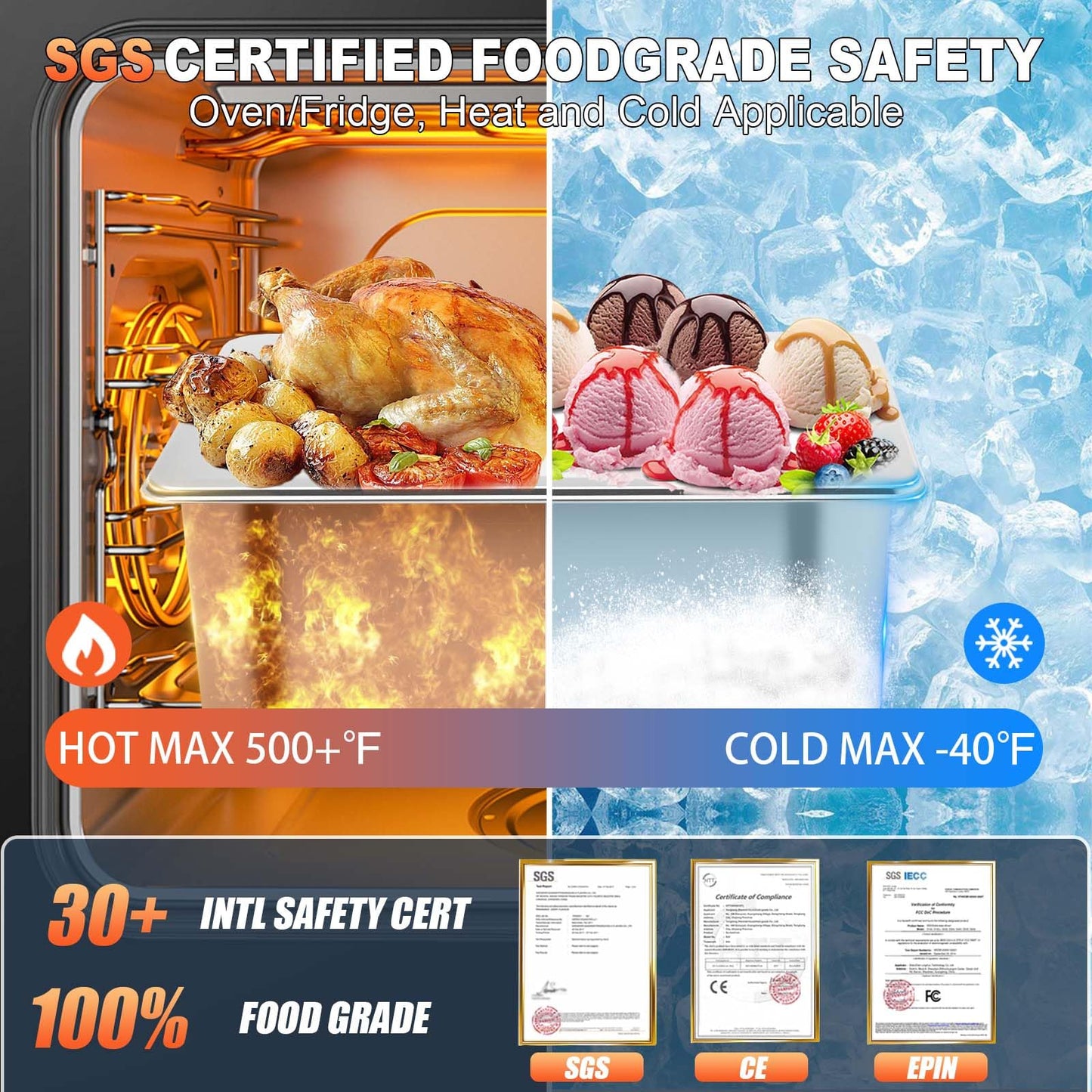 6 Pack 1/3 Size 2.5 Inch 304 Stainless Steel Hotel Pans: (12.8″ x 6.8″ x 2.5″) [2X Thicker] [Dishwasher Safe] 100% Food-Safe,Steam Table Pan for Restaurants, Catering, and Parties