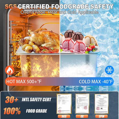 6 Pack 1/3 Size 2.5 Inch 304 Stainless Steel Hotel Pans: (12.8″ x 6.8″ x 2.5″) [2X Thicker] [Dishwasher Safe] 100% Food-Safe,Steam Table Pan for Restaurants, Catering, and Parties