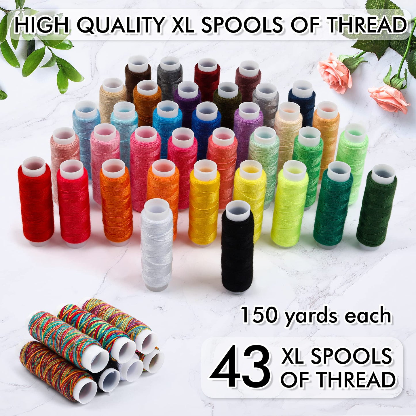 Sewing Kit, 182 Premium Sewing Supplies, 38 XL Thread Spools, Suitable for Traveller, Adults, Kids, Beginner, Emergency, DIY and Home By Inscraft