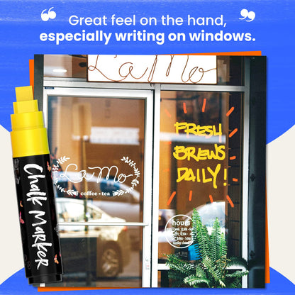 Chalkola Neon Car Window Markers - 10 Chalk Pens (with Gold, Silver) - 3 in 1 Nib, 10mm Jumbo Tip - Washable Liquid Chalk Markers For Blackboard, Chalkboard, Glass, Cars - Erasable Wet Erase Markers