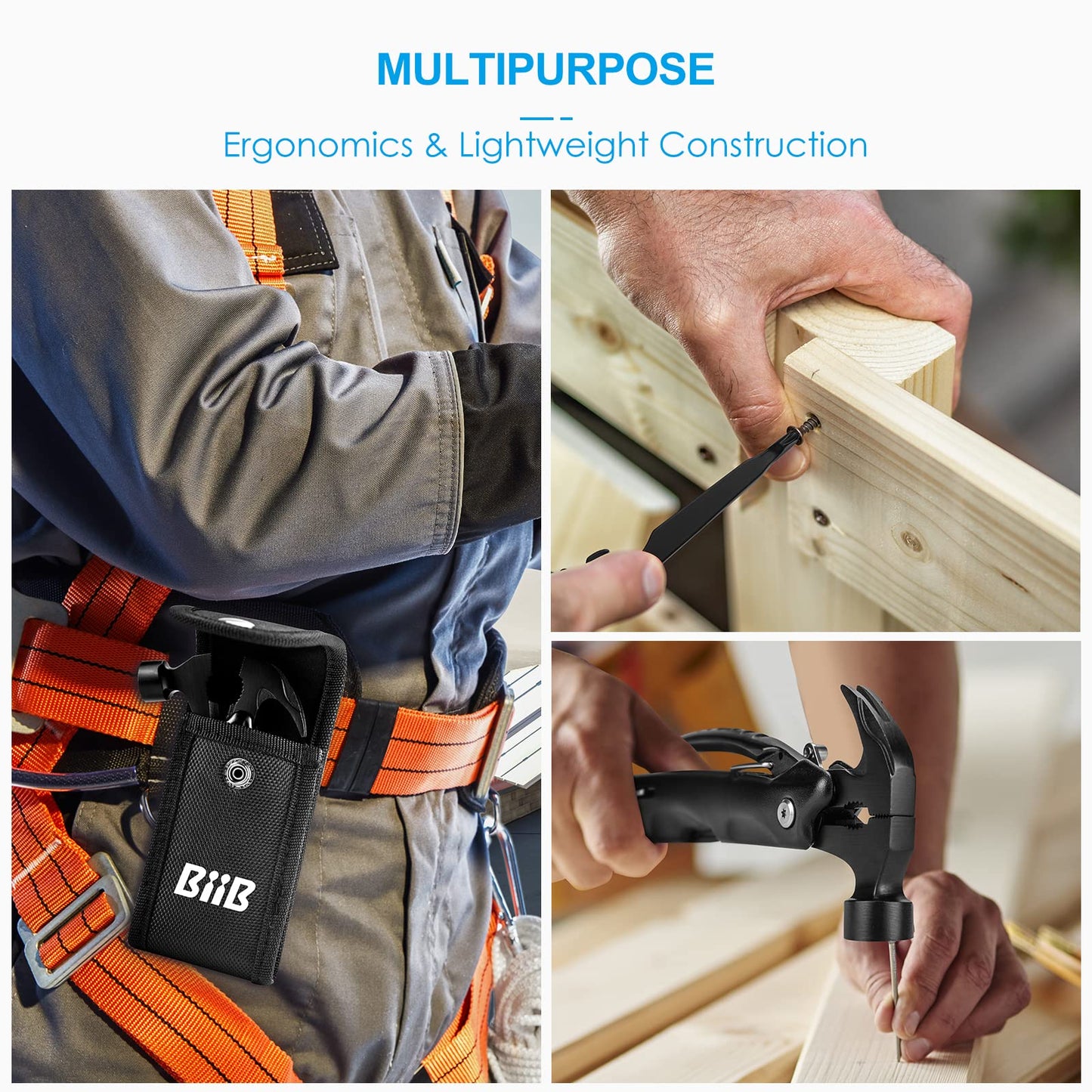 BIIB Gifts for Men, 12 in 1 Hammer Multitool Birthday Gifts for Men, Mens Gifts for Him Dad Husband Grandpa, Fathers Day Dad Gift from Daughter Wife, Camping Accessories Gear, Fathers Day Gift Ideas