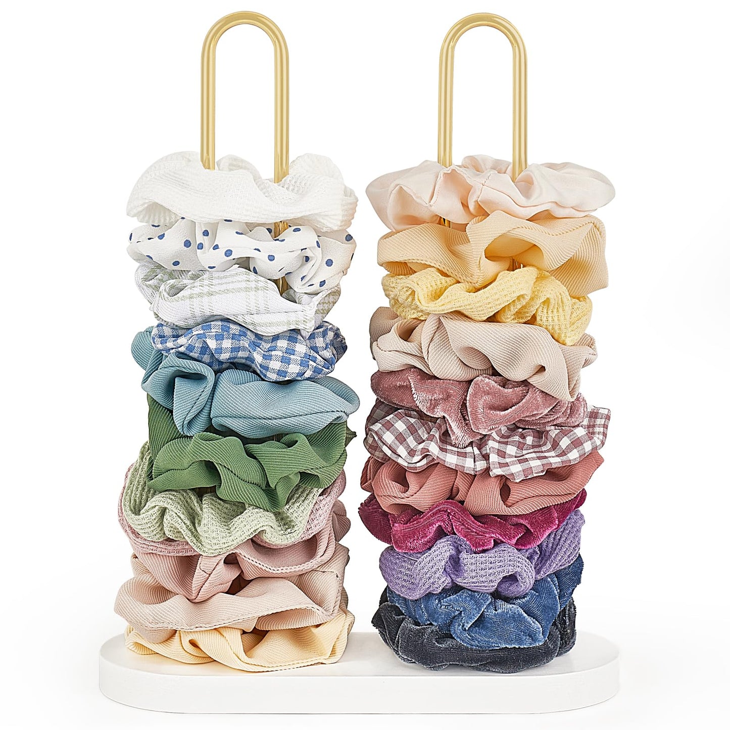 Dahey Scrunchie Holder Hair Tie Organizer Stand 2 Tier Modern Metal Hair Accessories Organizer Storage Display Jewelry Scrunchy Holder for Girls, Gold