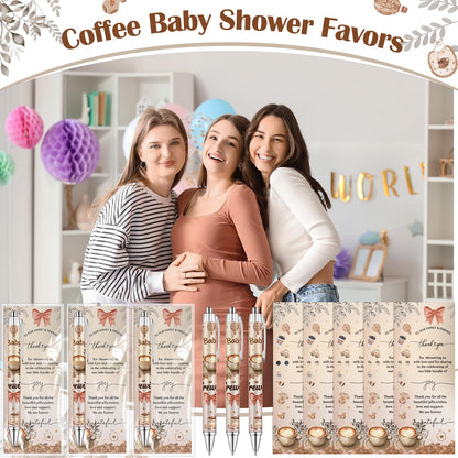 50 Set Coffee Babys Shower Favors for Guests A Baby Is Brewing Coffee Theme Ballpoint Pens Thank You Greeting Cards Baby Shower Gifts for Boy Girl Gender Reveal Party Guest Souvenirs Prizes