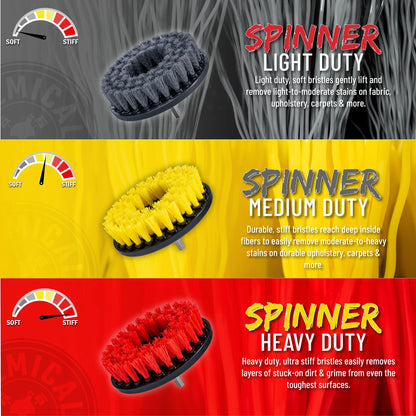 Chemical Guys Medium Duty Spinner Multi-Surface Drill Brush Attachment (Fits Any Standard Drill - Power Scrubber Removes Stains & Cleans Floor Mats, Upholstery & Carpets), Yellow