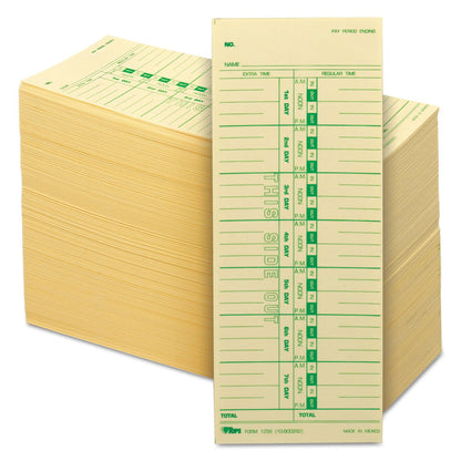 TOPS Weekly Time Cards, Green Ink Front, 3.5 x 9 Inches, 500-Count, Manila (1256)