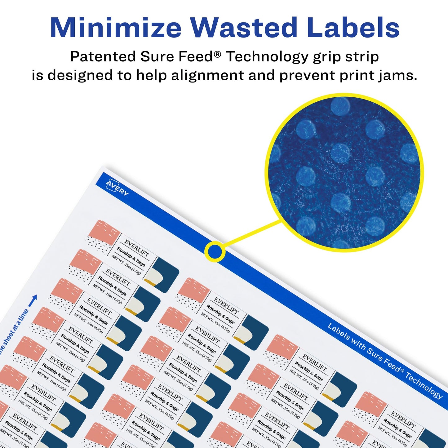 Removable ID Labels with Sure Feed, Laser/Inkjet, 1/2" x